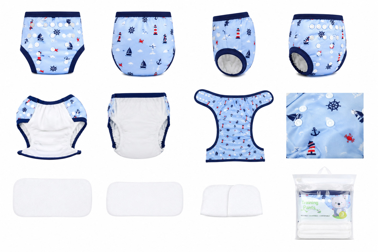 Reusable Nappy +Baby liners (x30)+Waterproof wet bag+Disposal bags (x20)
